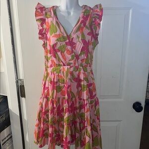 Taylor Pink and Green Patterned Blouse